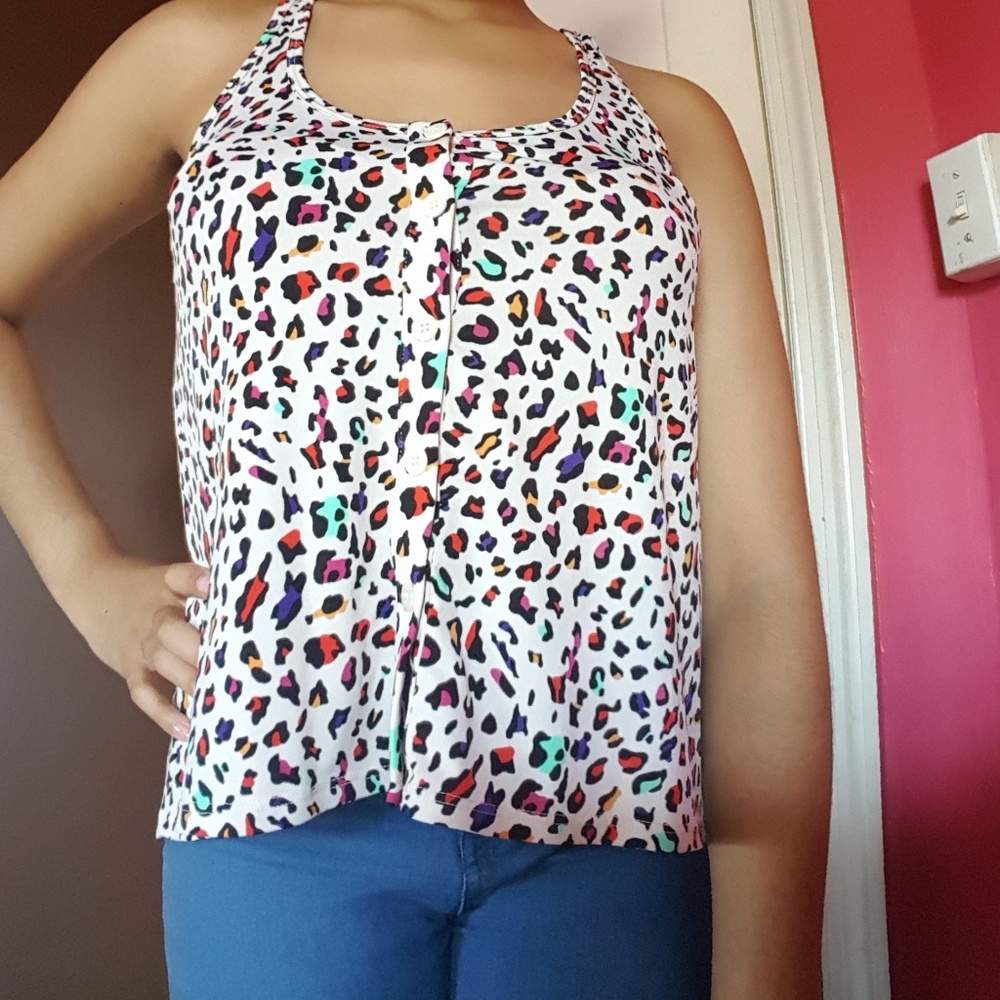 Forever 21 Multicolor Cheetah Print High-low Tank
